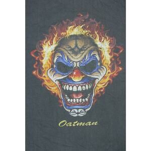 Route 66 Oatman Flaming Flame Fire Evil Clown Head Mask Long Sleeve Tee T Shirt